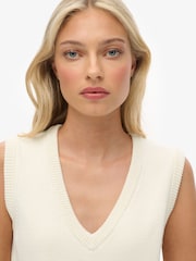 Superdry White Athletic Essentials Knitted Tank Top - Image 3 of 6