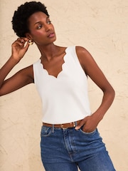 Love & Roses Ivory Scallop Scoop Neck Jersey Vest - Image 3 of 4