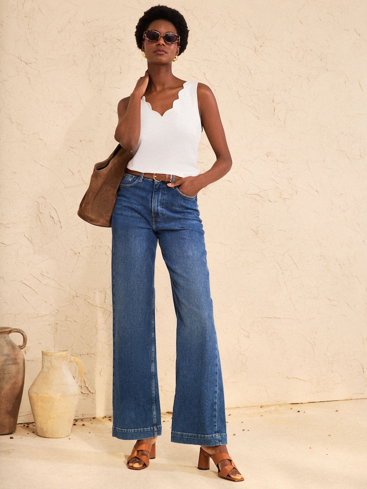 Love & Roses Ivory Scallop Scoop Neck Jersey Vest - Image 4 of 4