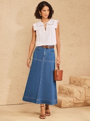 Love & Roses Ivory Petite Bib Detail Shell Top - Image 3 of 4