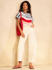 Love & Roses Ivory Multi Wavy Stripe Crew Neck T-Shirt - Image 4 of 4