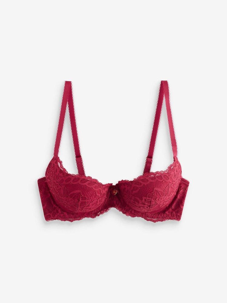 Boux Avenue Bright Red Billie Lace Balconette Bra - Image 7 of 7