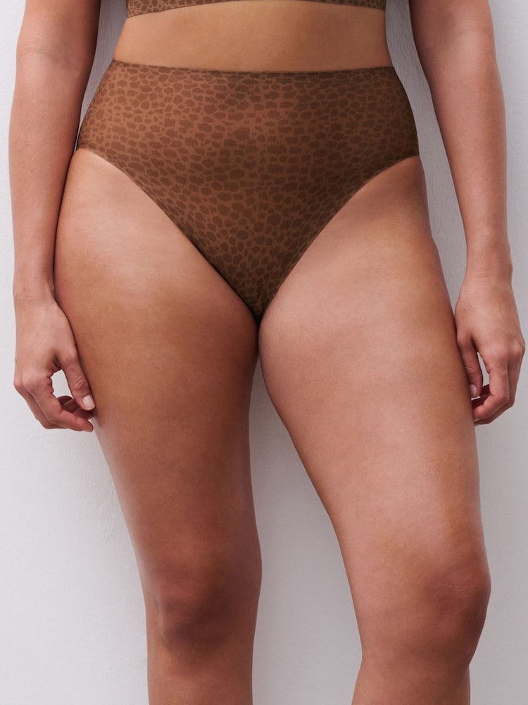 Chantell  Soft Stretch Seamless One Size High leg Brown Knickers - Image 1 of 4 Chantell  Soft Stretch Seamless One Size High leg Brown Knickers - Image 1 of 4
