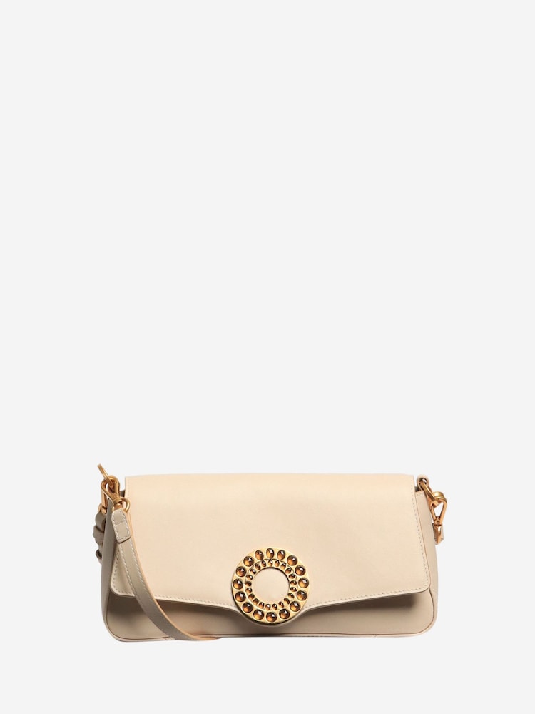 Sign Of The Times Natural Aranyani Elongated Leather Shoulder Bag - Image 1 of 8 Sign Of The Times Natural Aranyani Elongated Leather Shoulder Bag - Image 1 of 8