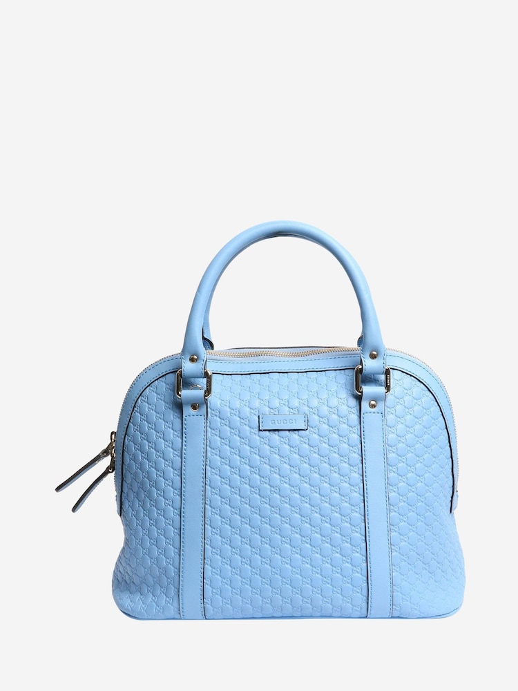 Sign of the Times Blue Gucci Leather Microguccissima Dome Bag - Image 1 of 5 Sign of the Times Blue Gucci Leather Microguccissima Dome Bag - Image 1 of 5