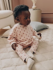 Chocolate Brown and Pink Spot Baby Sweater and Leggings Set 6 Piece (0mths-2yrs) - Image 1 of 5