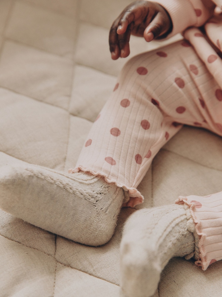 Chocolate Brown and Pink Spot Baby Sweater and Leggings Set 6 Piece (0mths-2yrs) - Image 2 of 5 Chocolate Brown and Pink Spot Baby Sweater and Leggings Set 6 Piece (0mths-2yrs) - Image 2 of 5