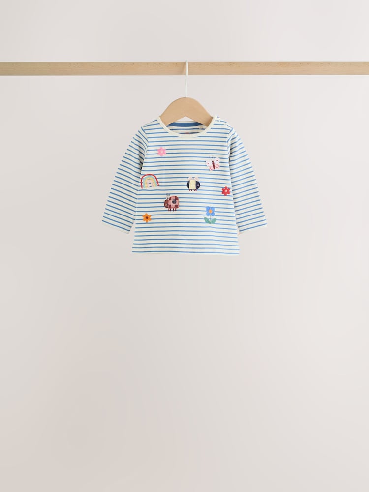 Navy Stripe Long Sleeve T-Shirt And Leggings Baby 6 Piece Set (0mths-2yrs) - Image 2 of 19