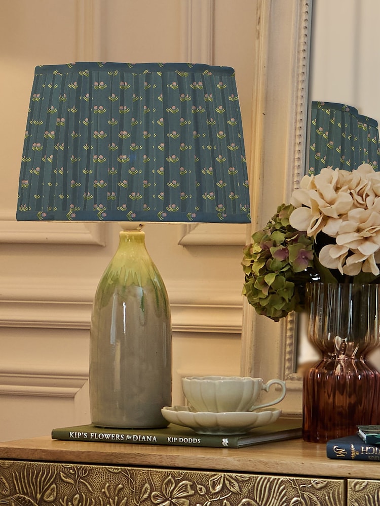 Voyage Maison Denim Raja Pleated Scalloped Lamp Shade - Image 1 of 4 Voyage Maison Denim Raja Pleated Scalloped Lamp Shade - Image 1 of 4