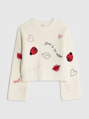 River Island Cream Ladybird Lips Jumper - Image 1 of 4