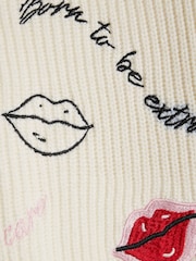 River Island Cream Ladybird Lips Jumper - Image 3 of 4
