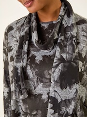 Roman Grey Printed Scarf Tunic Stretch Top - Image 5 of 6