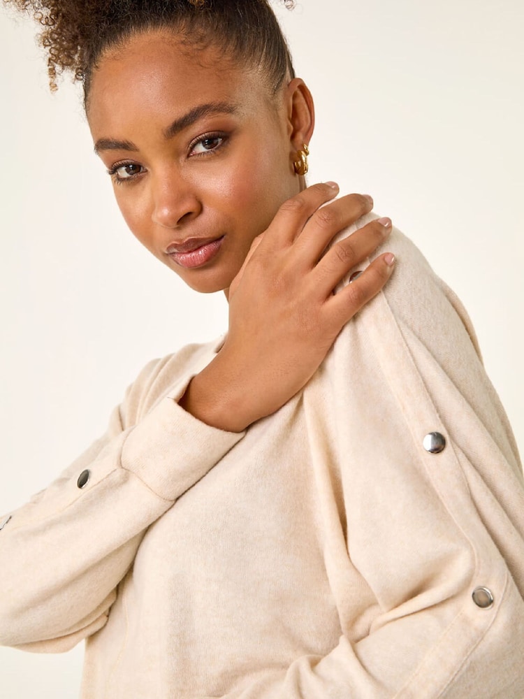 Roman Natural Buttoned Stretch Jersey Tunic Top - Image 1 of 5 Roman Natural Buttoned Stretch Jersey Tunic Top - Image 1 of 5