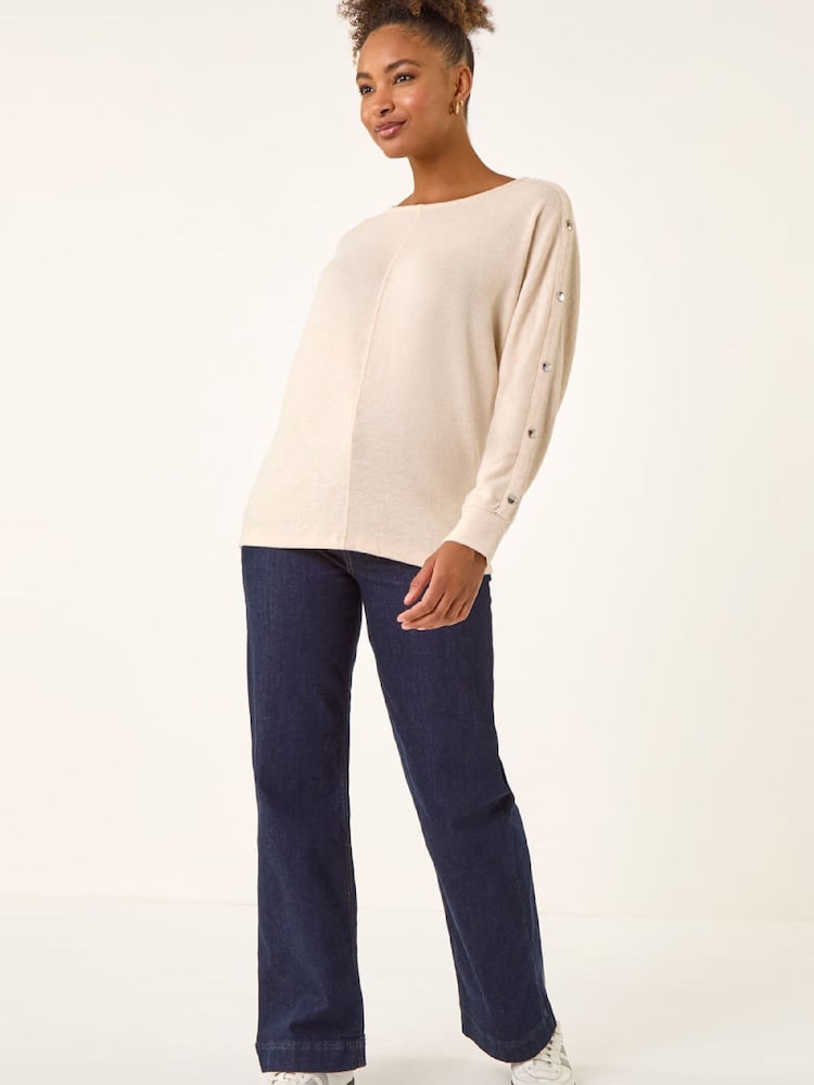 Roman Natural Buttoned Stretch Jersey Tunic Top - Image 2 of 5 Roman Natural Buttoned Stretch Jersey Tunic Top - Image 2 of 5