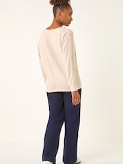 Roman Natural Buttoned Stretch Jersey Tunic Top - Image 3 of 5