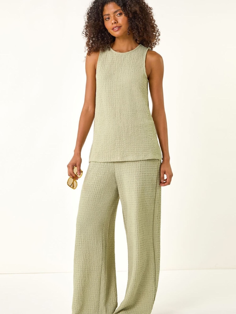 Roman Green Textured Longline Stretch Vest Top - Image 2 of 4