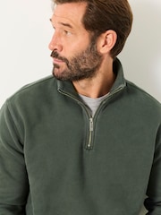 FatFace Hayle Dark Green Quarter Zip Sweatshirt - Image 3 of 6