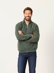 FatFace Hayle Dark Green Quarter Zip Sweatshirt - Image 4 of 6