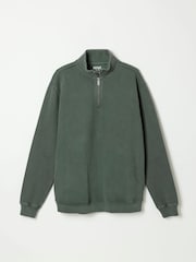 FatFace Hayle Dark Green Quarter Zip Sweatshirt - Image 6 of 6