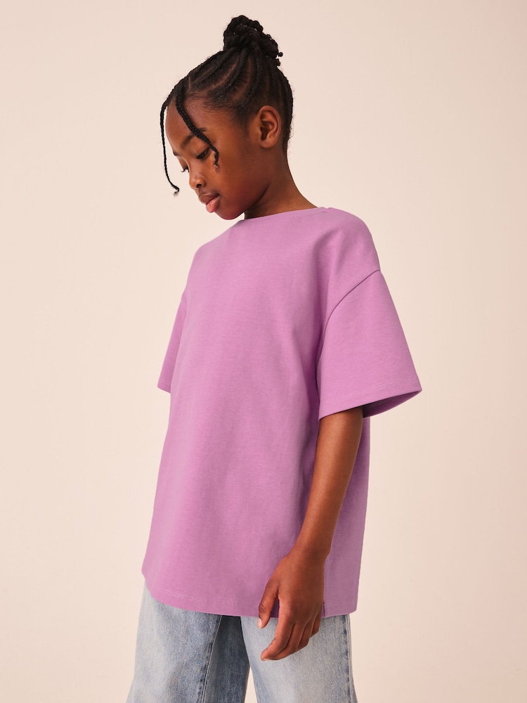 Lilac Purple Oversized Heavyweight T-Shirt (3-16yrs) - Image 2 of 8 Lilac Purple Oversized Heavyweight T-Shirt (3-16yrs) - Image 2 of 8