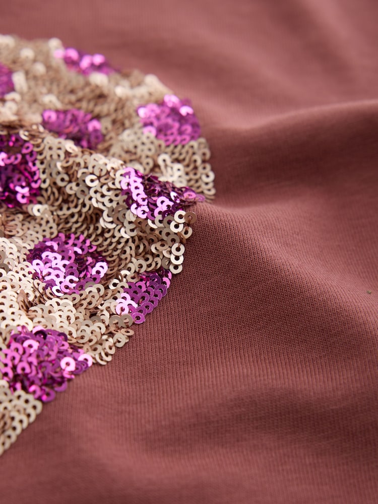Brown Spot Long Sleeve Sequin Heart Top (3-16yrs) - Image 4 of 4