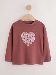 Brown Spot Long Sleeve Sequin Heart Top (3-16yrs) - Image 5 of 8