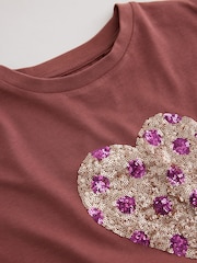 Brown Spot Long Sleeve Sequin Heart Top (3-16yrs) - Image 7 of 8