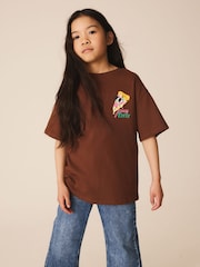 Brown Pizza Oversized Sequin Graphic T-Shirt (3-16yrs) - Image 1 of 8