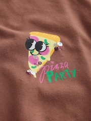 Brown Pizza Oversized Sequin Graphic T-Shirt (3-16yrs) - Image 7 of 8