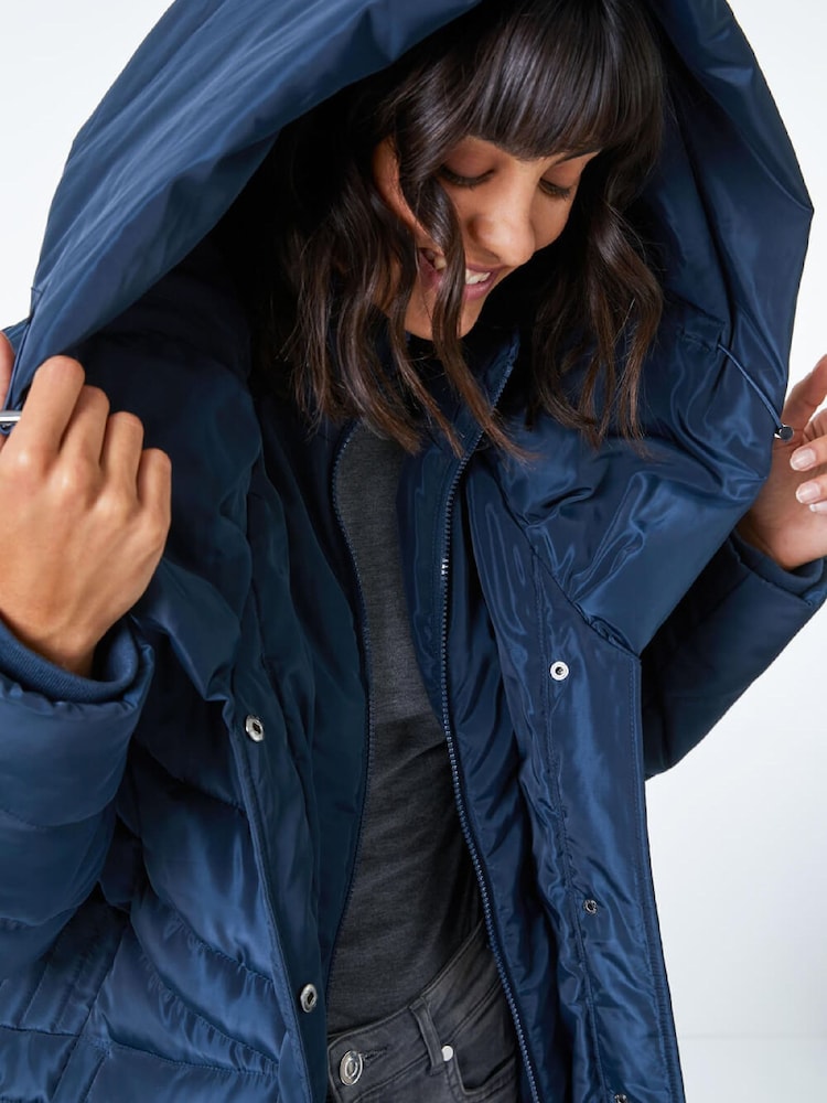 Roman Blue Hooded Quilted Coat - Image 5 of 5 Roman Blue Hooded Quilted Coat - Image 5 of 5