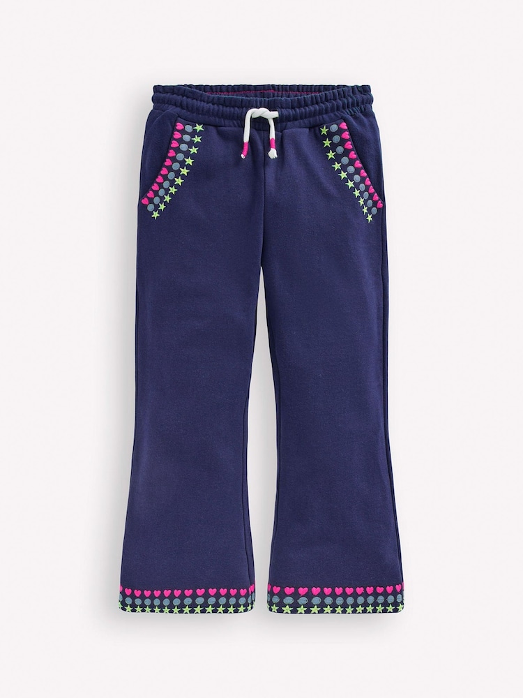 Boden Blue Embroidered Kickflare Joggers - Image 1 of 3