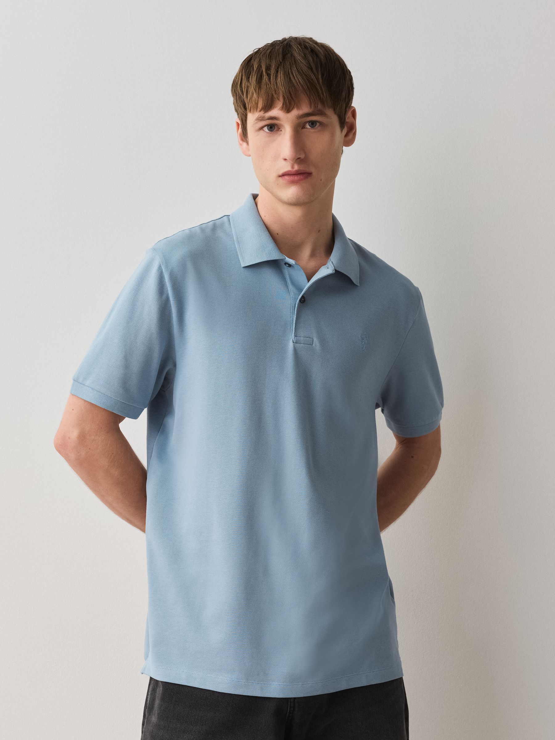 Buy Green/Blue/Damson Short Sleeve Pique Polo Shirts 3 Pack from