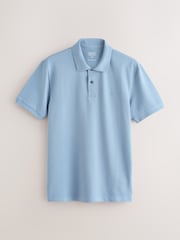 Green/Blue/Damson Short Sleeve Pique Polo Shirts 3 Pack - Image 3 of 6