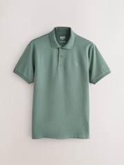 Green/Blue/Damson Short Sleeve Pique Polo Shirts 3 Pack - Image 7 of 9