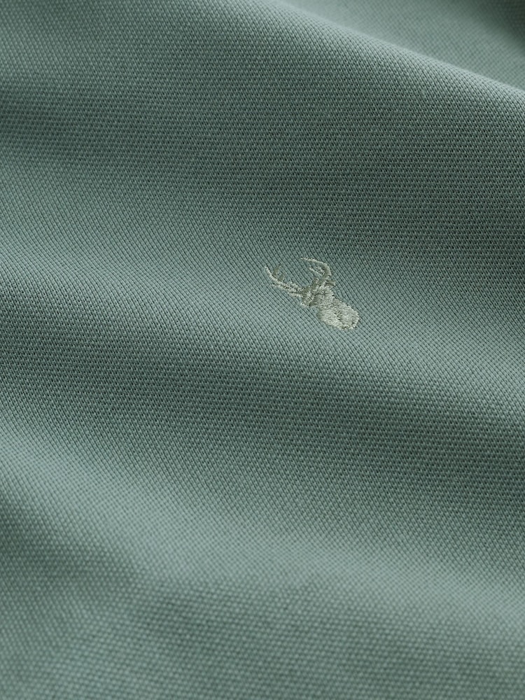 Green/Blue/Damson Short Sleeve Pique Polo Shirts 3 Pack - Image 9 of 9