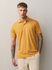 Teal/Stone/Ochre Palm Tree Printed Motionflex Short Sleeve Jersey Polo Shirts 3 Pack - Image 5 of 9