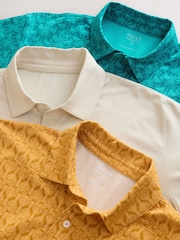 Teal/Stone/Ochre Palm Tree Printed Motionflex Short Sleeve Jersey Polo Shirts 3 Pack - Image 8 of 9