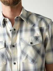 Blue Check Western Styling Short Sleeve Shirt - Image 5 of 5
