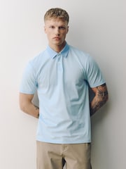 Neutral/Navy/Blue Geo Collar Plain Motionflex Short Sleeve Jersey Polo Shirts 3 Pack - Image 2 of 10