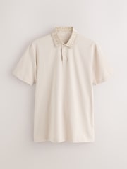 Neutral/Navy/Blue Geo Collar Plain Motionflex Short Sleeve Jersey Polo Shirts 3 Pack - Image 7 of 10