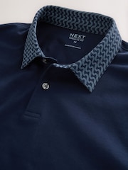 Neutral/Navy/Blue Geo Collar Plain Motionflex Short Sleeve Jersey Polo Shirts 3 Pack - Image 9 of 10