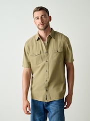 Stone Western Styling Textured Twin Pocket Short Sleeve Shirt - Image 4 of 5