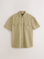Stone Western Styling Textured Twin Pocket Short Sleeve Shirt - Image 6 of 8