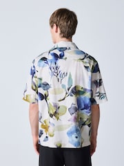 Blue Watercolour Floral Print Short Sleeve Shirt - Image 5 of 9
