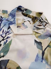 Blue Watercolour Floral Print Short Sleeve Shirt - Image 8 of 9