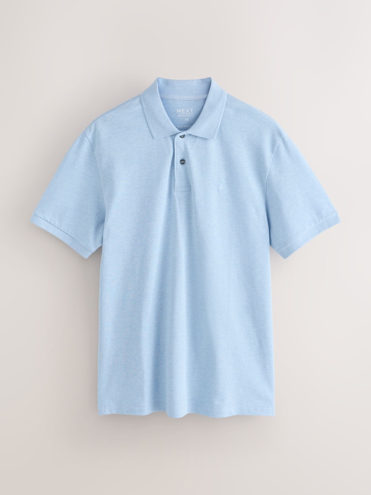 Lilac/Blue/White Short Sleeve Pique Polo Shirts 3 Pack - Image 2 of 9