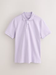 Lilac/Blue/White Short Sleeve Pique Polo Shirts 3 Pack - Image 3 of 9