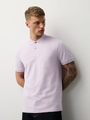 Lilac/Blue/White Short Sleeve Pique Polo Shirts 3 Pack - Image 7 of 9