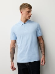 Lilac/Blue/White Short Sleeve Pique Polo Shirts 3 Pack - Image 9 of 9