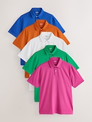 Blue/Orange/White/Green/Pink Regular Fit Regular Fit Short Sleeve Pique Polo Shirt - Image 1 of 13